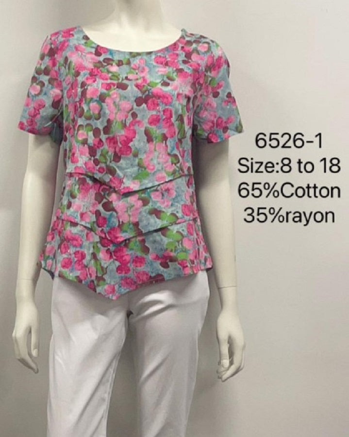 Cotton Triple Tier Elegance Round Neck Top