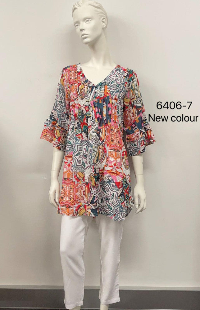V-Neck Printed Tunic