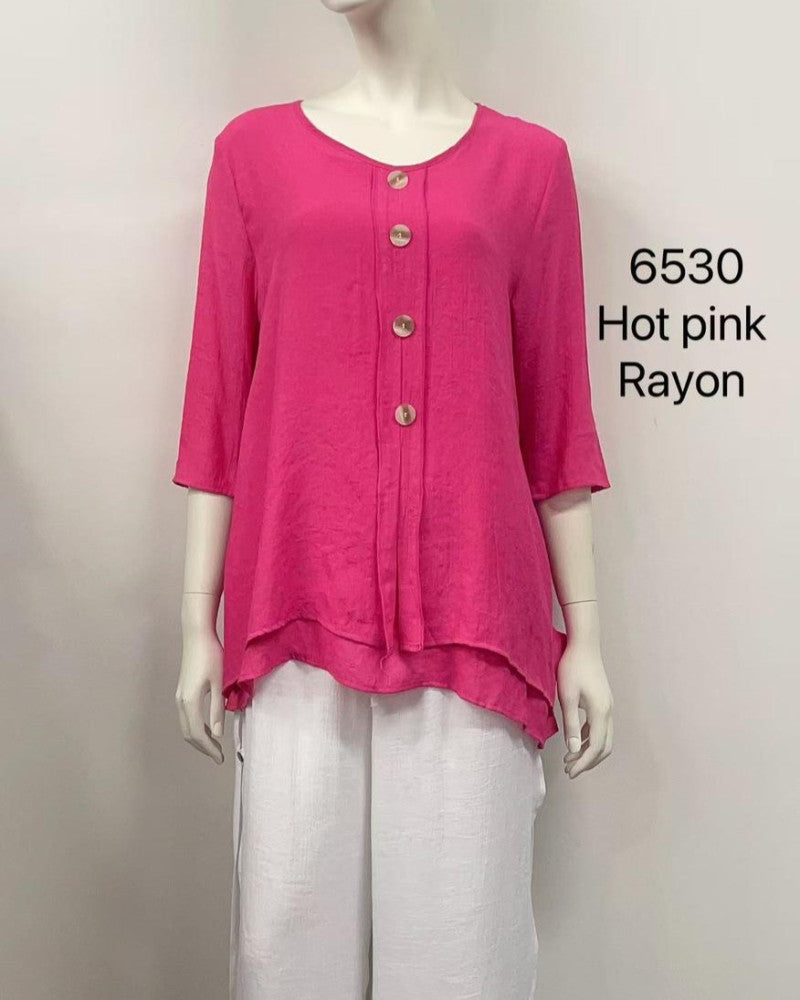 Breeze Button Layered Hem Top