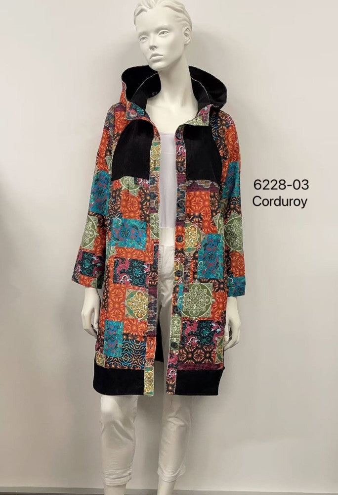 Printed Hooded Cotton Coat