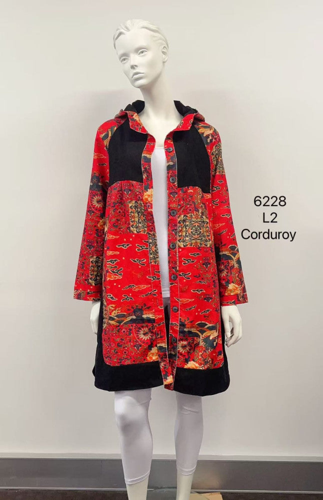 Printed Hooded Cotton Coat