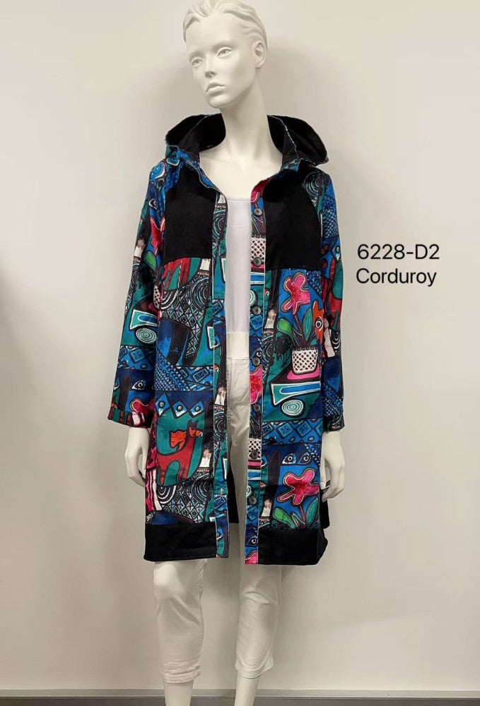Printed Hooded Cotton Coat