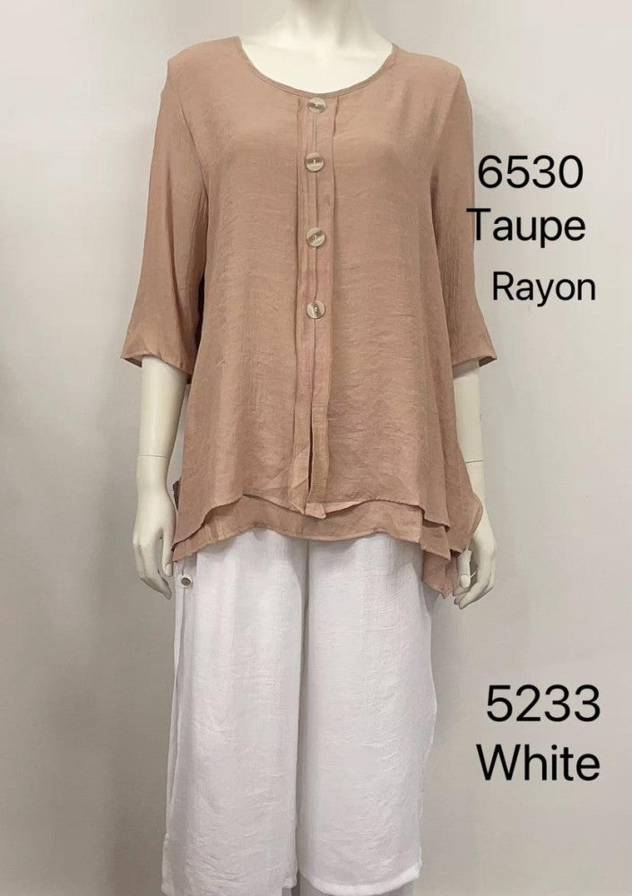 Breeze Button Layered Hem Top
