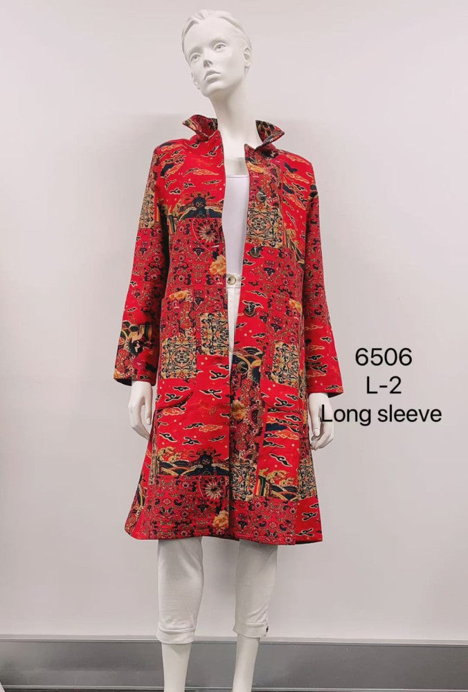 Abstract Brushstroke Printed Fleece-Lined Cotton Coat