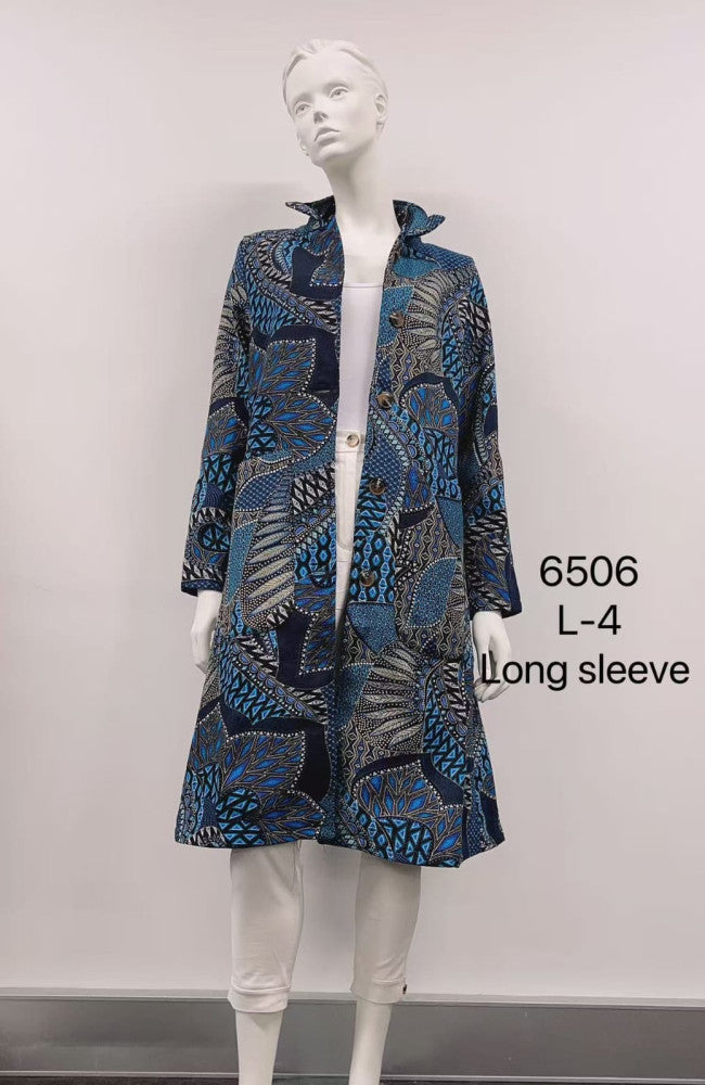 Abstract Brushstroke Printed Fleece-Lined Cotton Coat