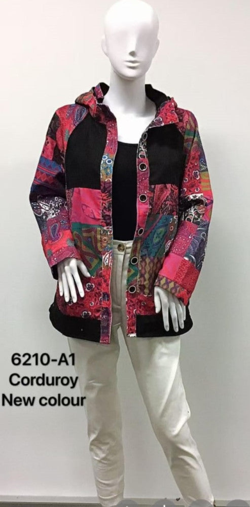 Corduroy Patch Hooded Jacket