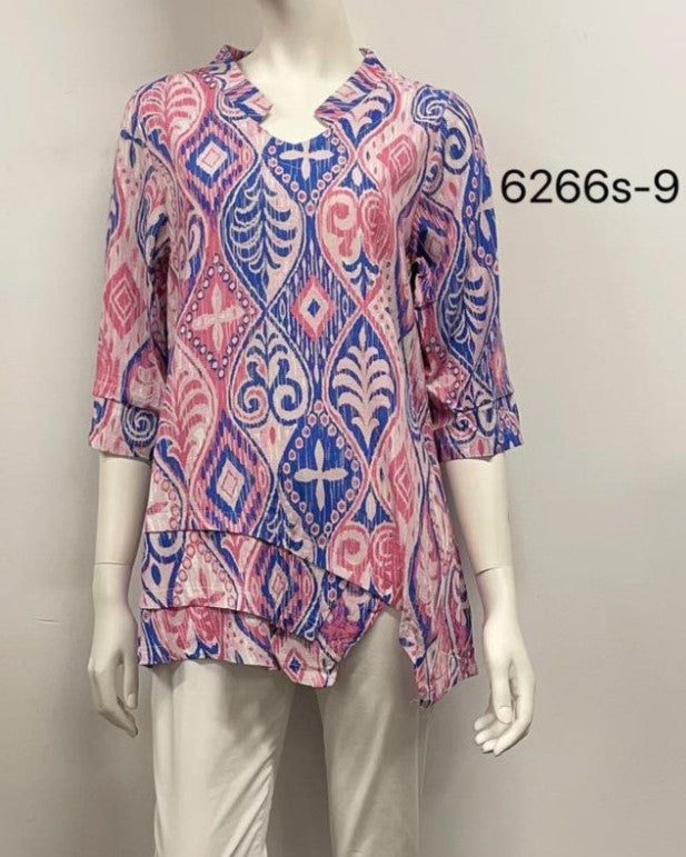 Print Ruffle Hem Top