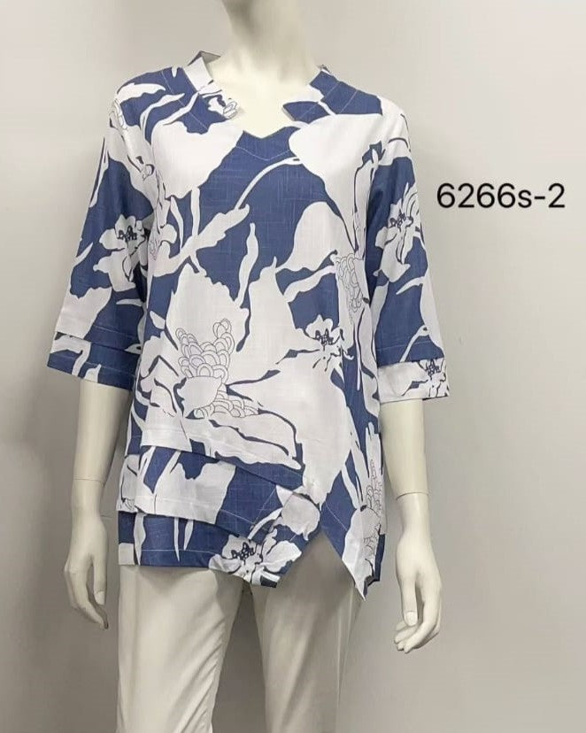 Print Ruffle Hem Top