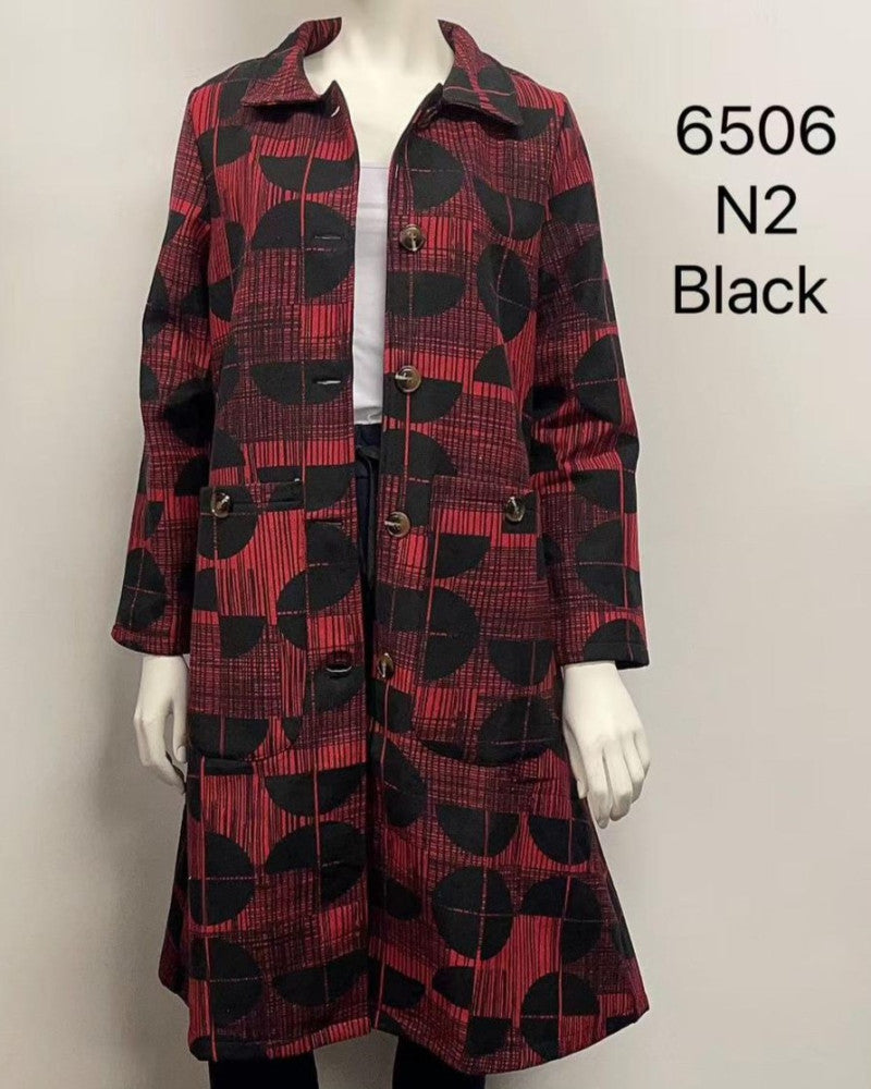 Abstract Brushstroke Printed Fleece-Lined Cotton Coat