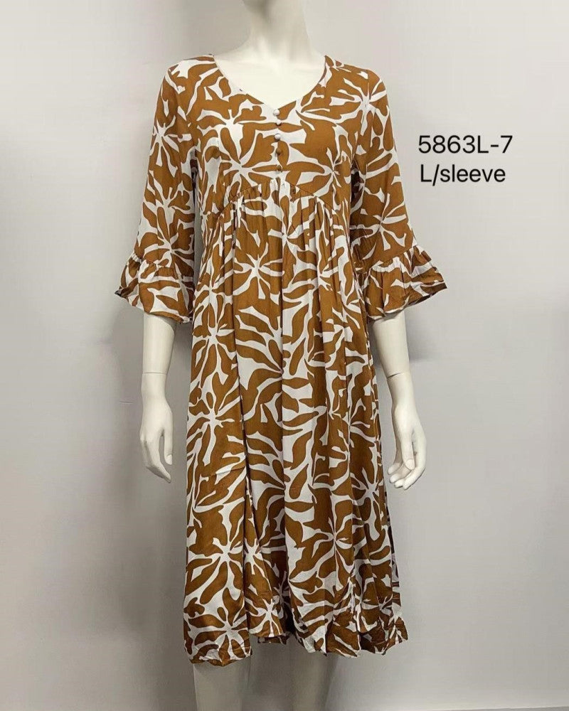 Ruffle Sleeve Midi Dress