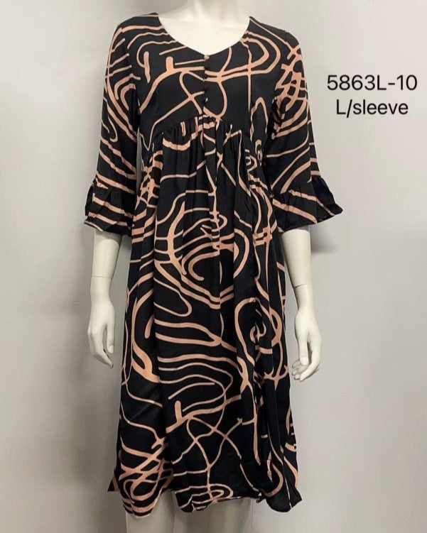 Ruffle Sleeve Midi Dress