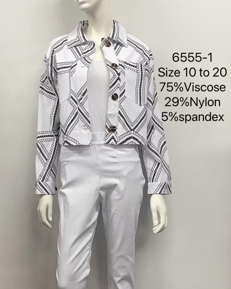 Geometric Stitch Cropped Jacket