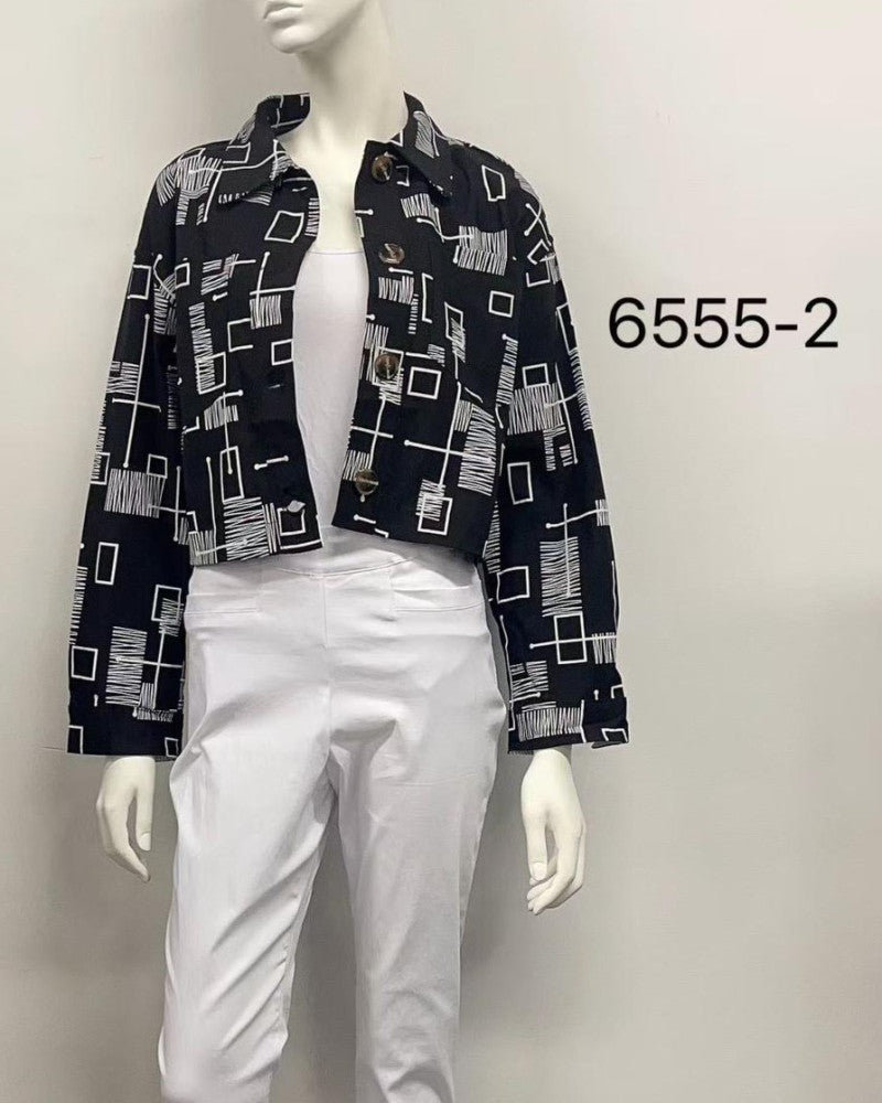 Geometric Stitch Cropped Jacket