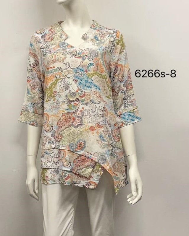 Print Ruffle Hem Top