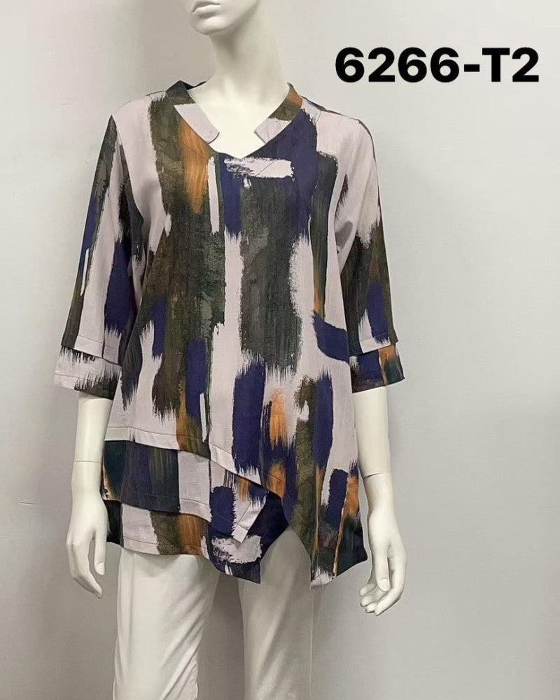 Print Ruffle Hem Top