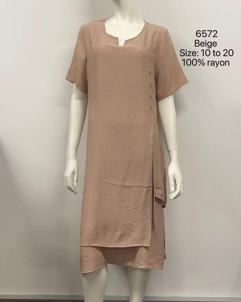 Short-Sleeve Layered Hem Dress