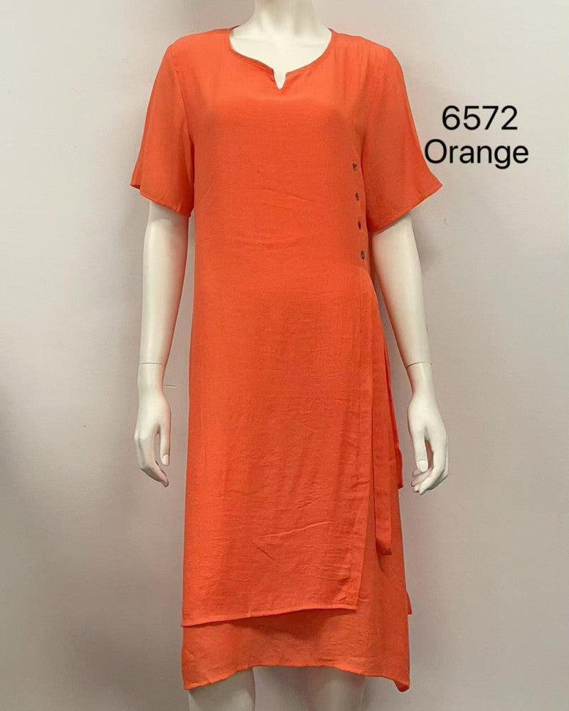 Short-Sleeve Layered Hem Dress