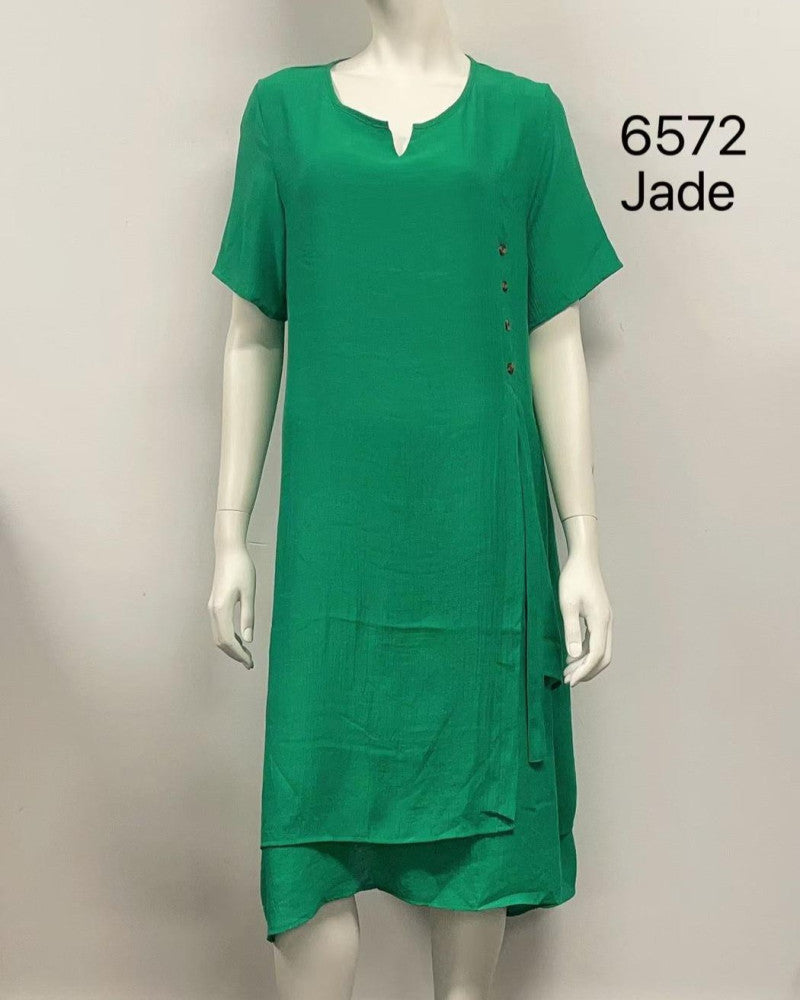 Short-Sleeve Layered Hem Dress