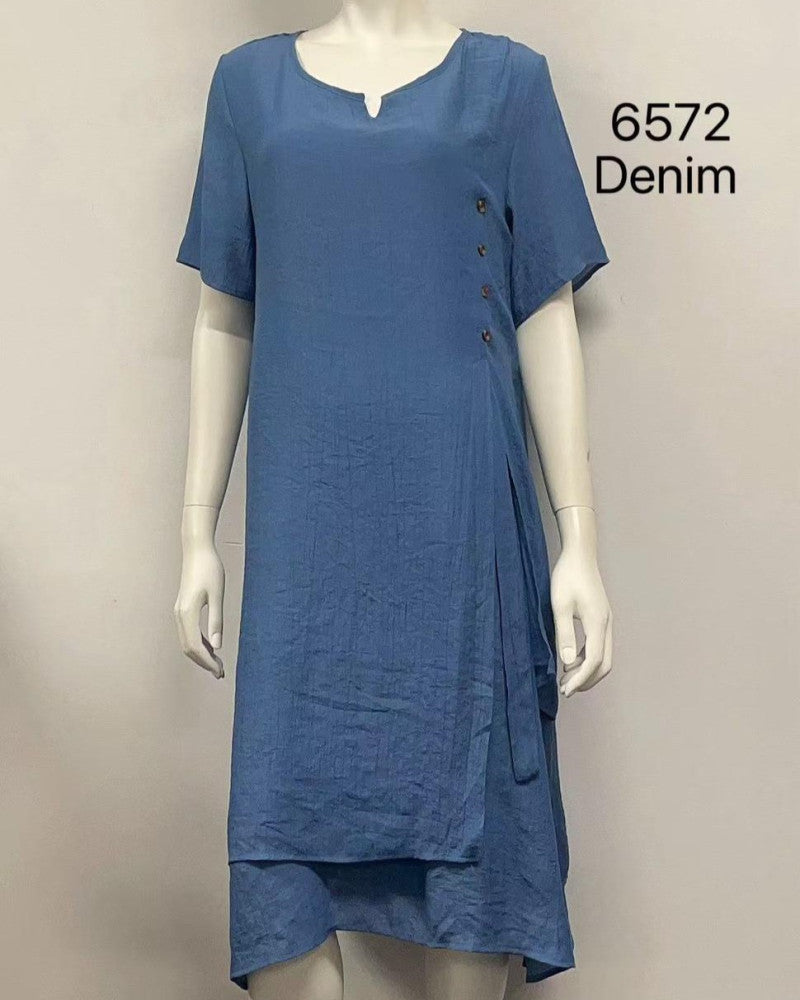 Short-Sleeve Layered Hem Dress