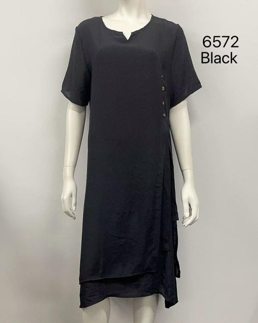 Short-Sleeve Layered Hem Dress