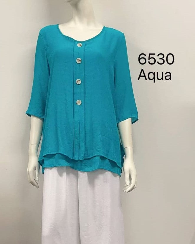 Breeze Button Layered Hem Top