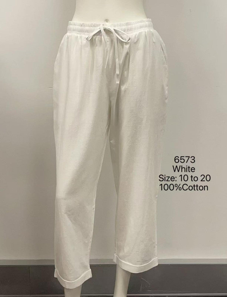 Elastic Waist Drawstring Relaxed Cotton Pants