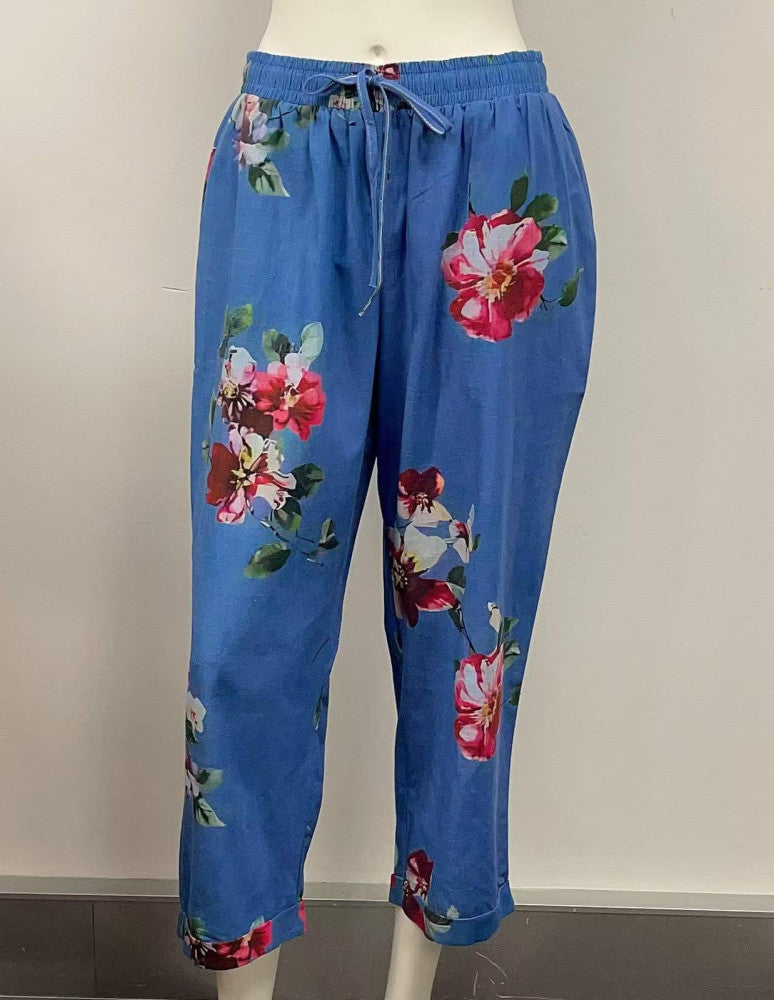 Elastic Waist Drawstring Relaxed Cotton Pants