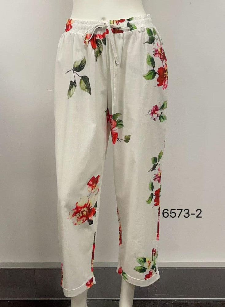 Elastic Waist Drawstring Relaxed Cotton Pants