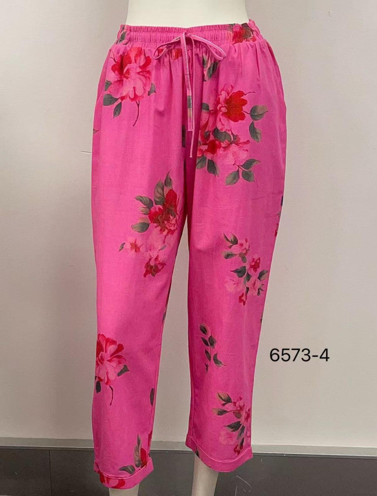 Elastic Waist Drawstring Relaxed Cotton Pants