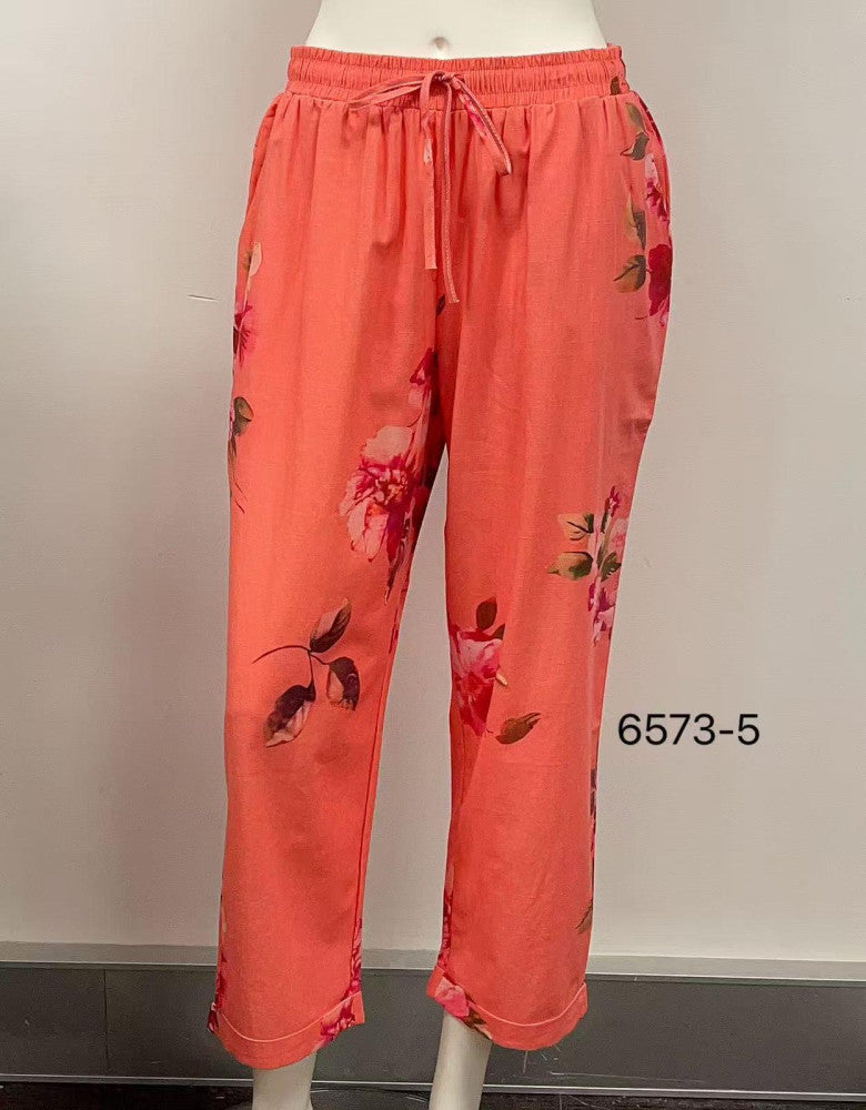Elastic Waist Drawstring Relaxed Cotton Pants