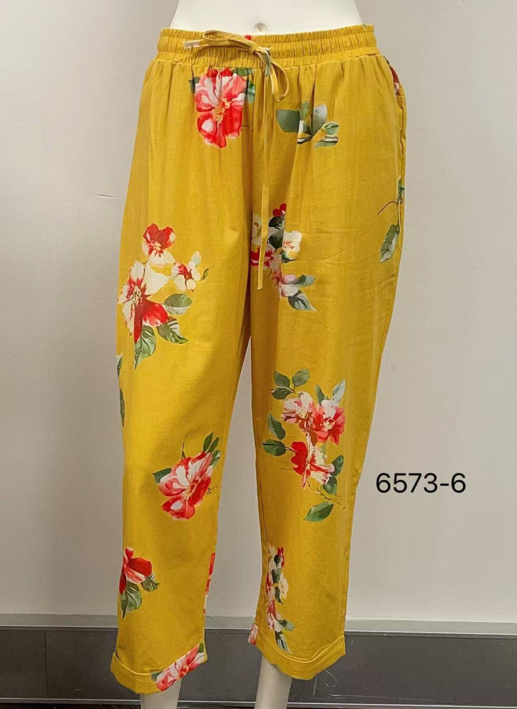 Elastic Waist Drawstring Relaxed Cotton Pants