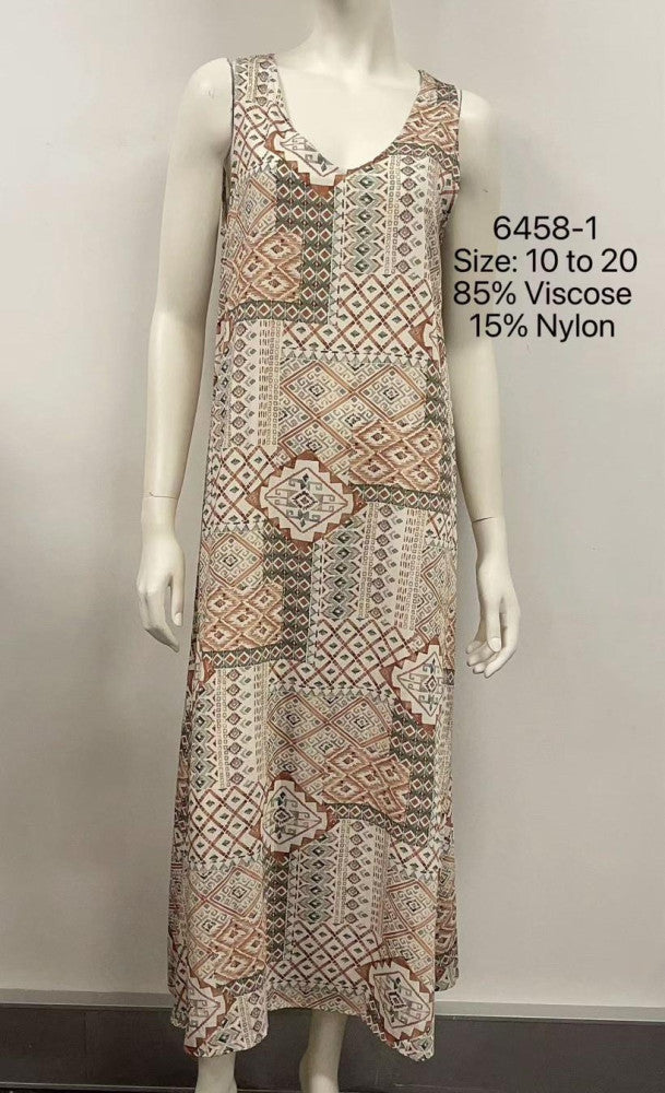 Sleeveless Boho Print Maxi Dress