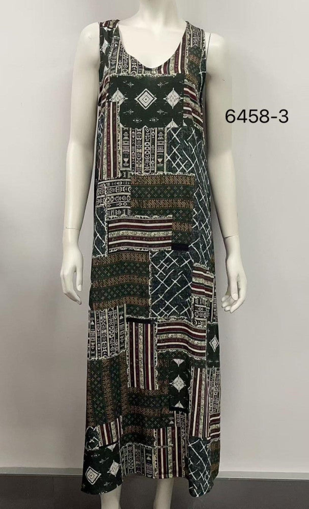 Sleeveless Boho Print Maxi Dress