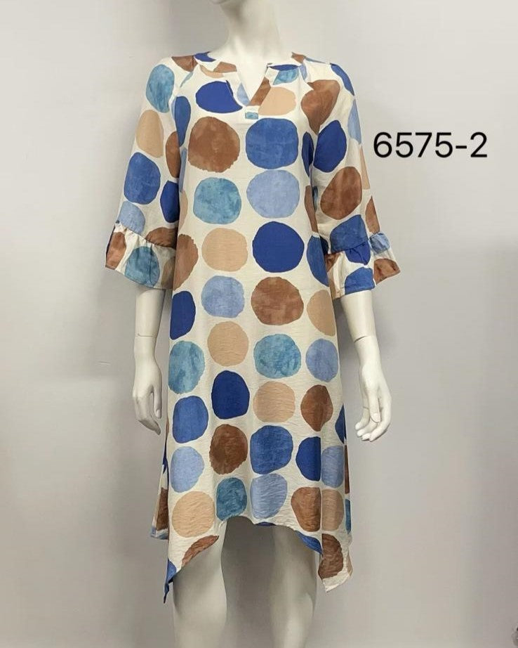 Ruffle Sleeve Cotton Rayon Dress