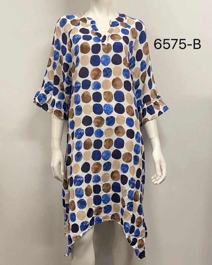 Ruffle Sleeve Linen Cotton Dress