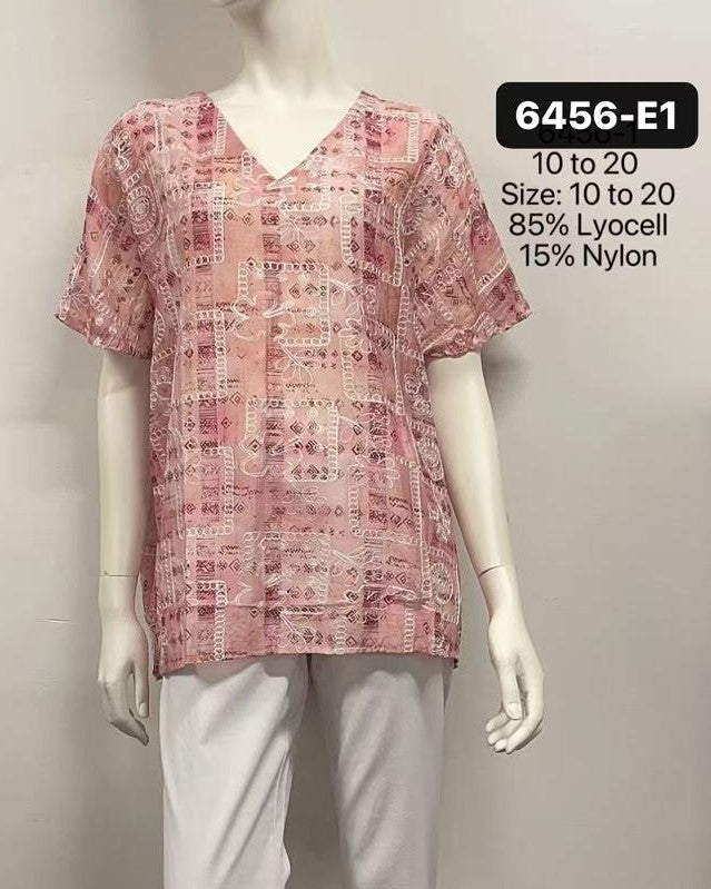 V-Neck Ruffle-Sleeve Lyocell Top