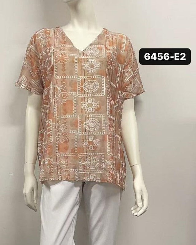 V-Neck Ruffle-Sleeve Lyocell Top