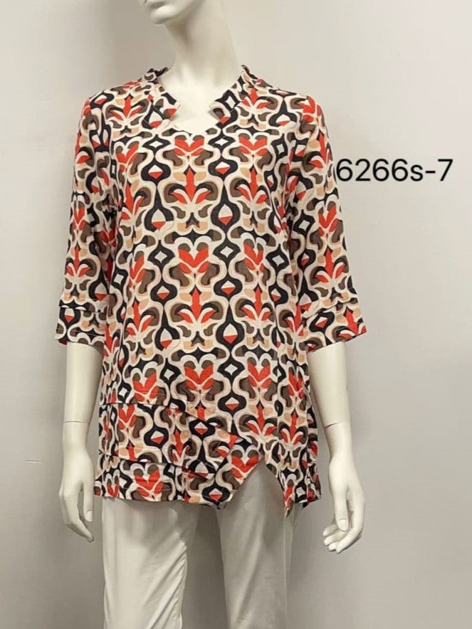 Asymmetric Hem Linen Blend Top