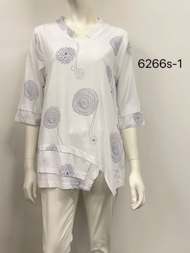 Asymmetric Hem Linen Blend Top