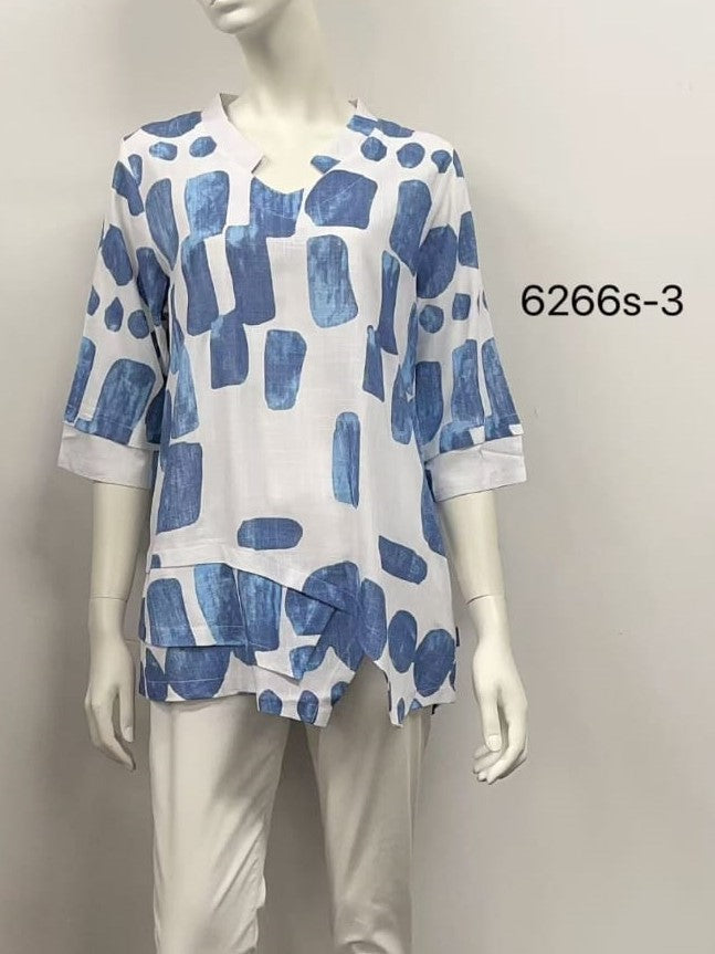 Asymmetric Hem Linen Blend Top