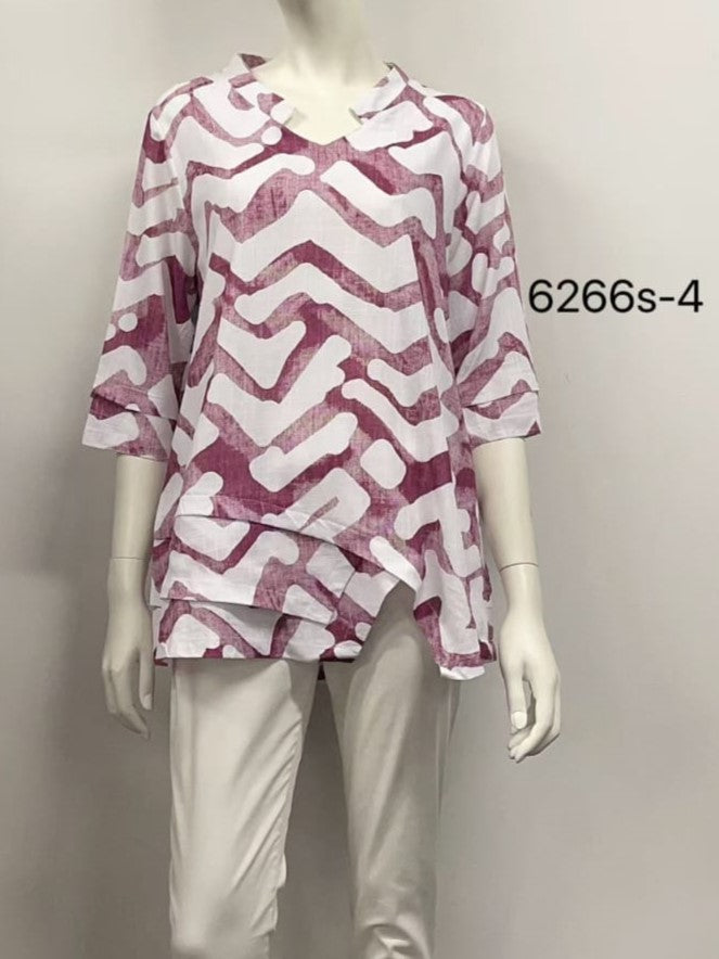 Asymmetric Hem Linen Blend Top
