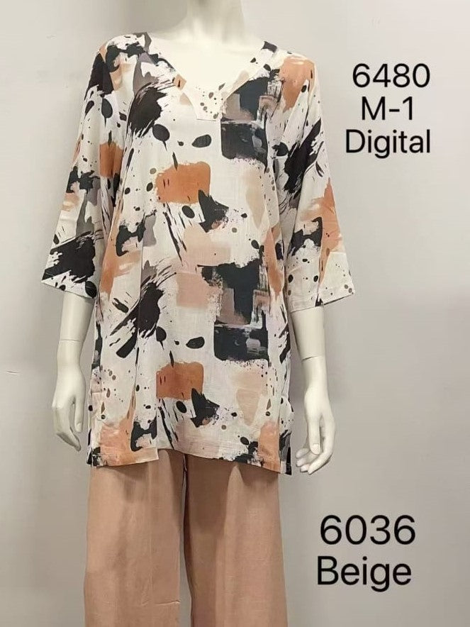 Printed Linen Top