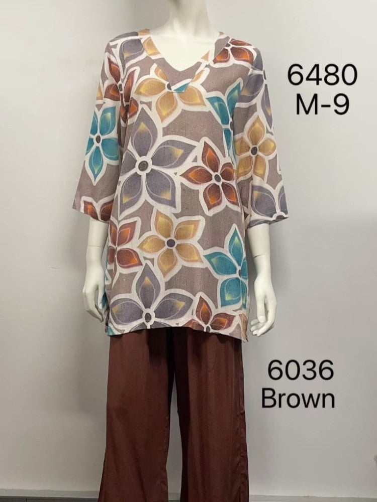 Printed Linen Top