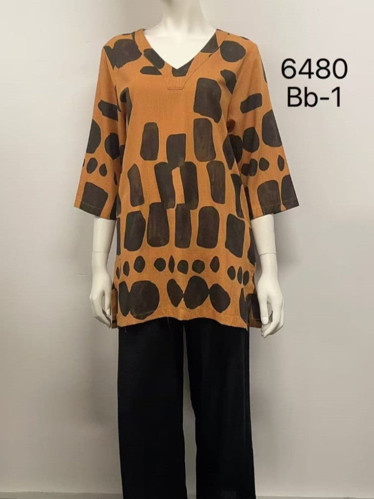 Printed Linen Top