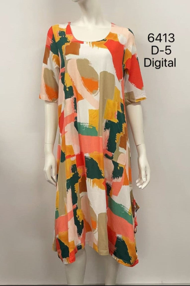 Round-Neck Dress with Pocket