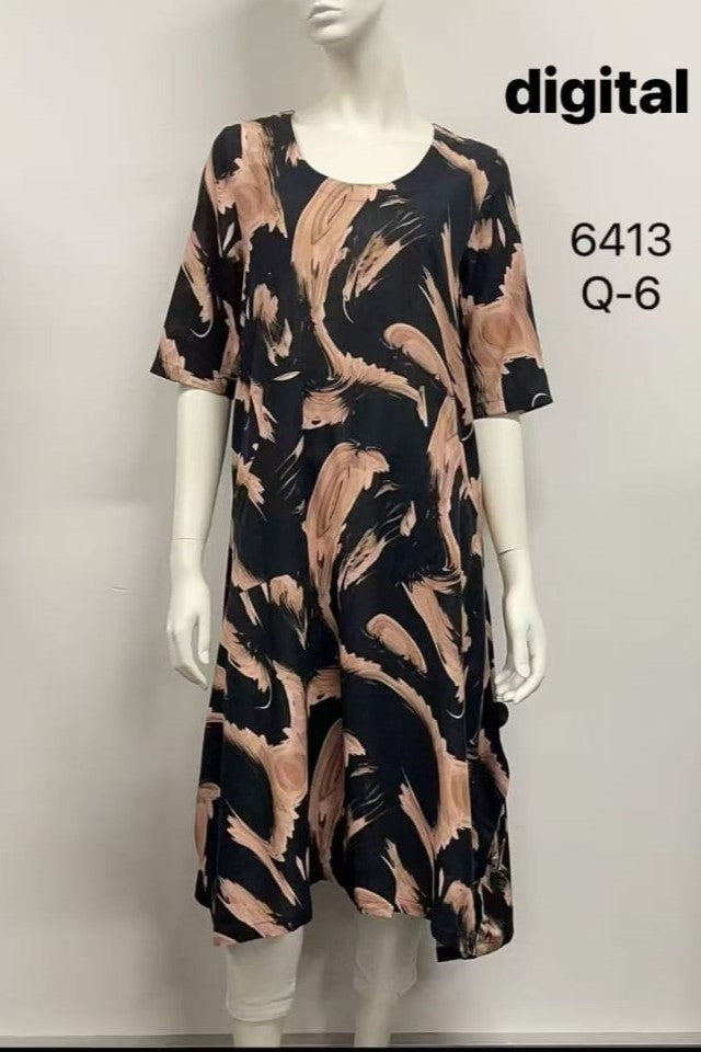 Round-Neck Dress with Pocket