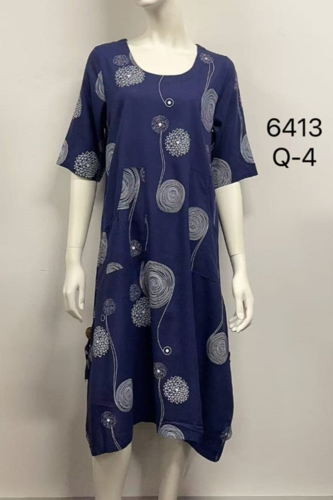 Round-Neck Dress with Pocket