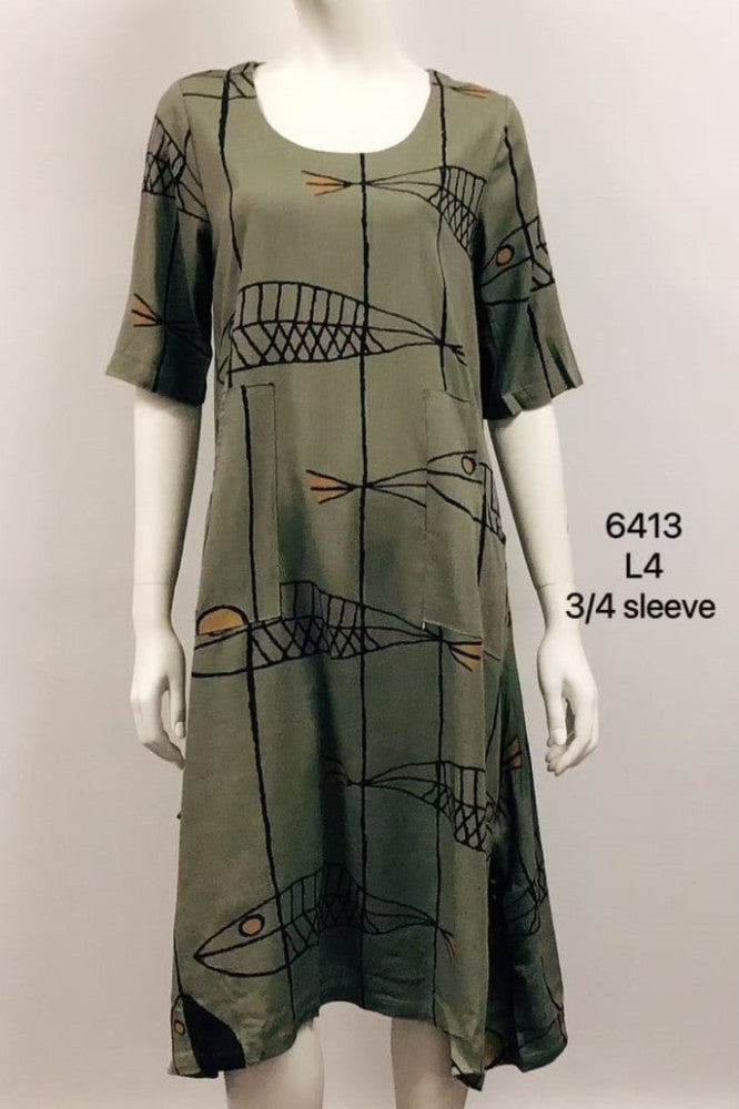 Round-Neck Dress with Pocket