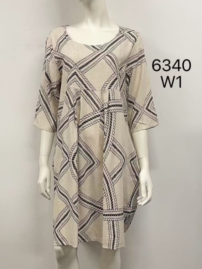 Round Neck Linen Dress
