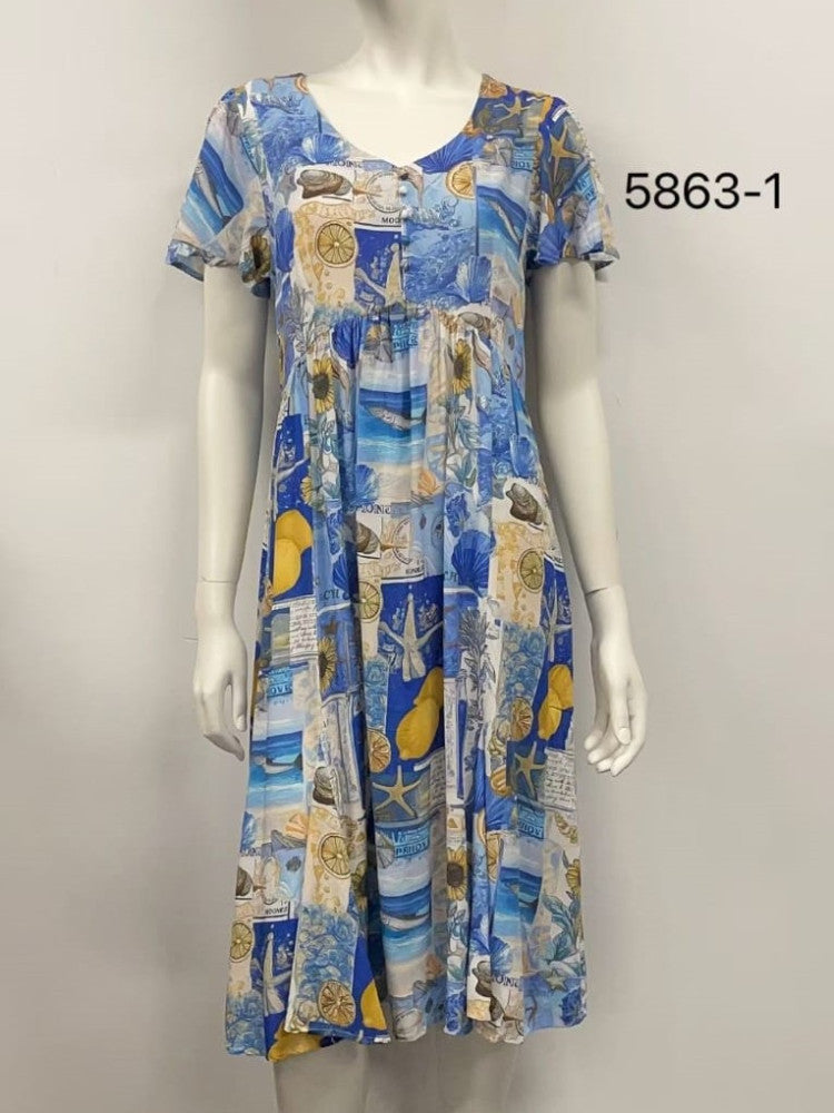 5863 Rayon Printed Dress